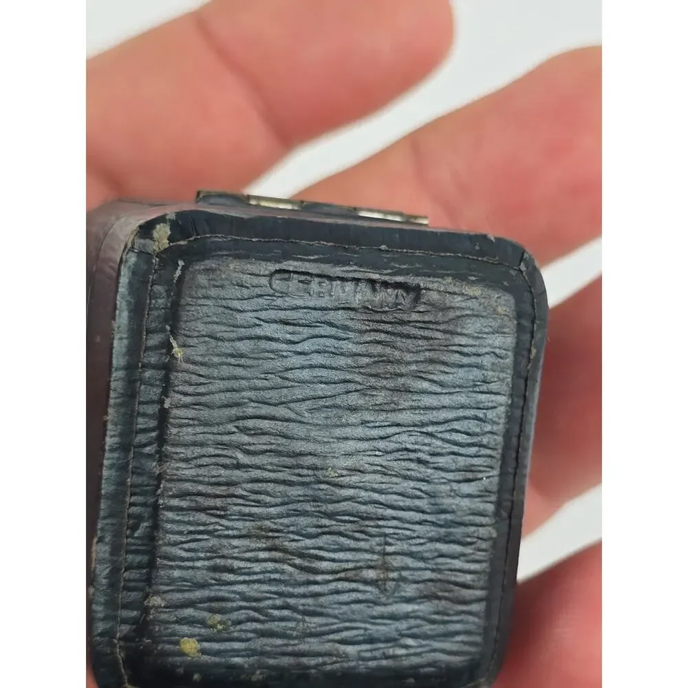 Antique Empty Blue Presentation Ring Box Push Button Made Germany Styles & sons